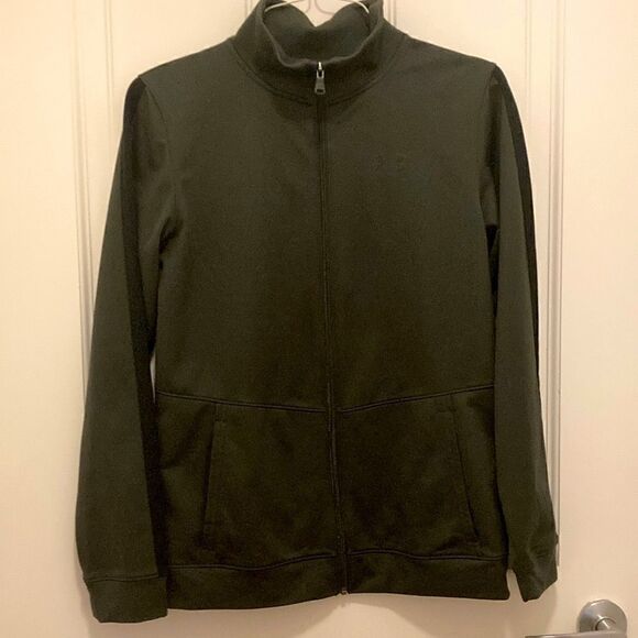 Under Armour Boys Full Zip Jacket in Dark Green with Black Detail. Size YXL. - Picture 1 of 10